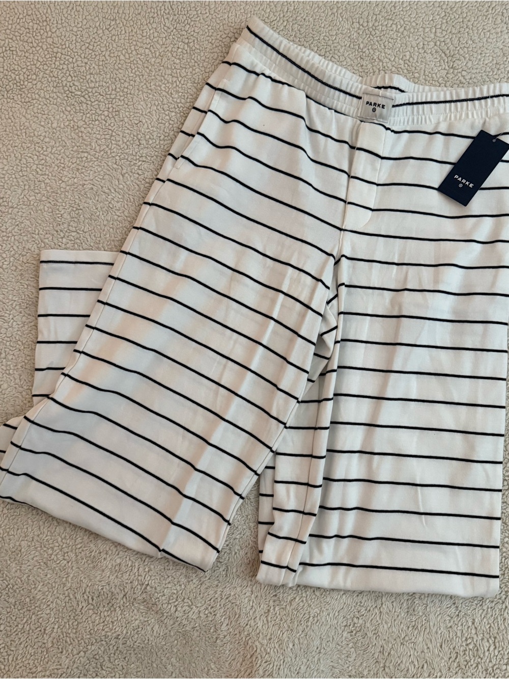 PARKE X TARGET Striped Knit Lounge Pants - White with Black Stripes SMALL NWT